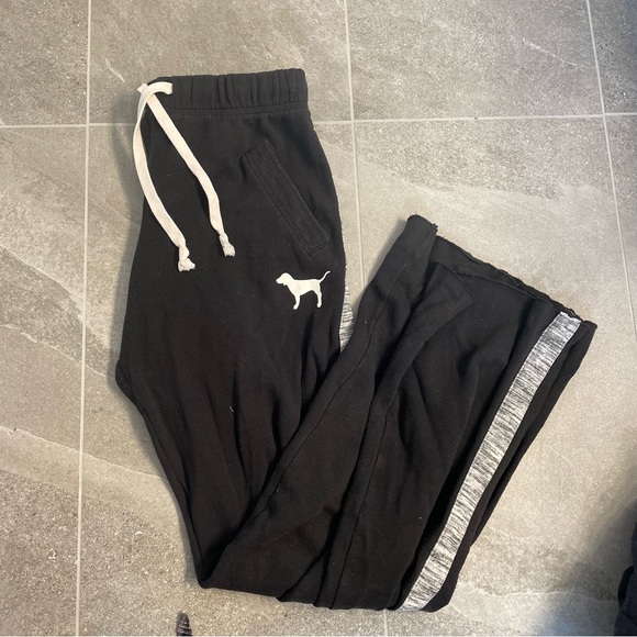 Victoria Secret PINK Black and Grey Striped XS Sweatpants - Picture 1 of 1
